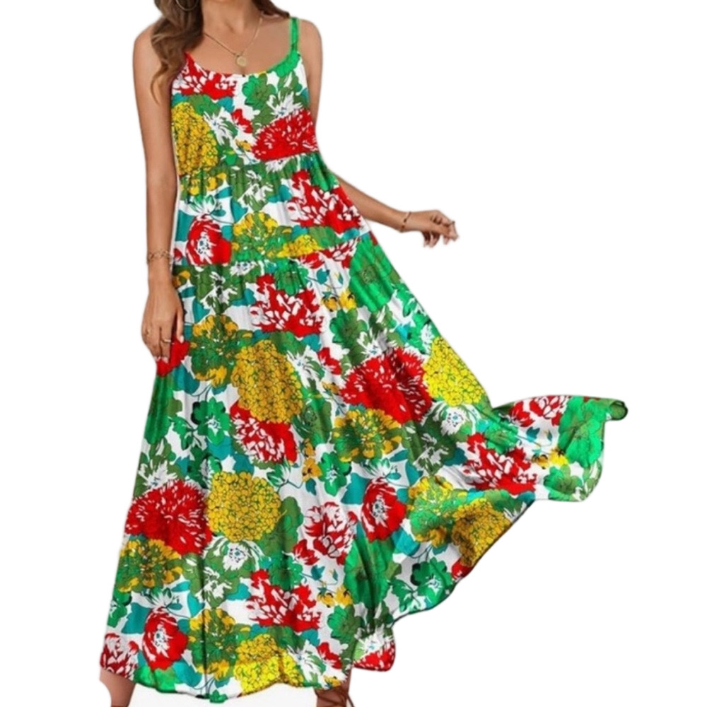 YesNo Floral Tiered Maxi Sundress – Size Large